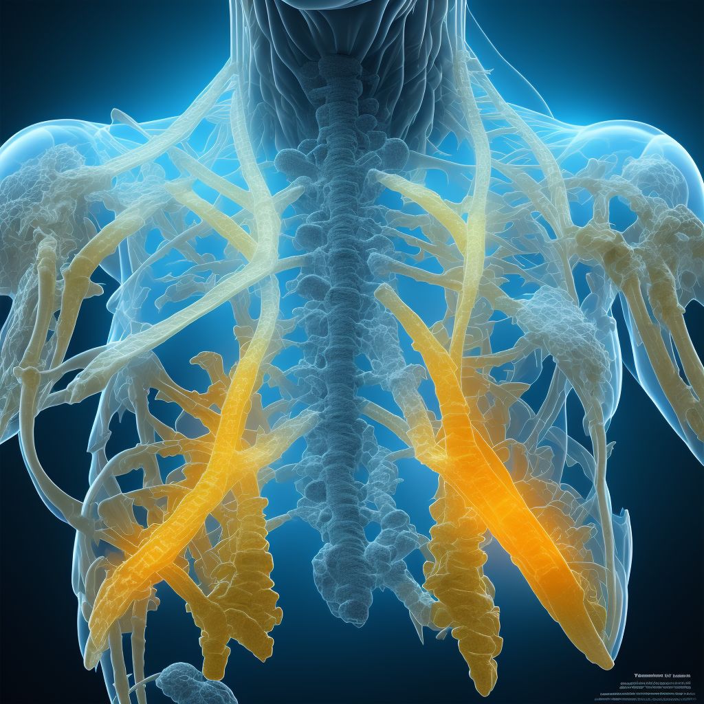 Dislocation of T10/T11 thoracic vertebra, initial encounter digital illustration