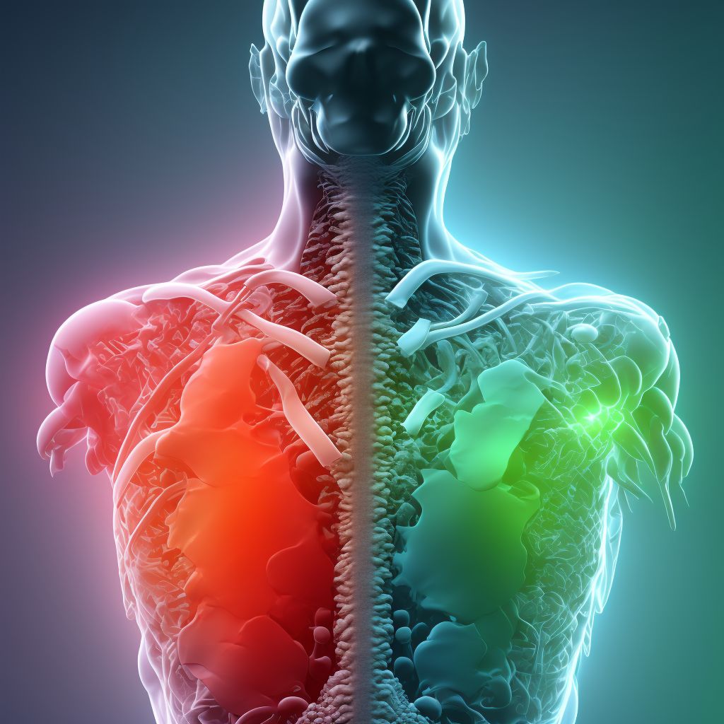 Dislocation of T10/T11 thoracic vertebra, sequela digital illustration