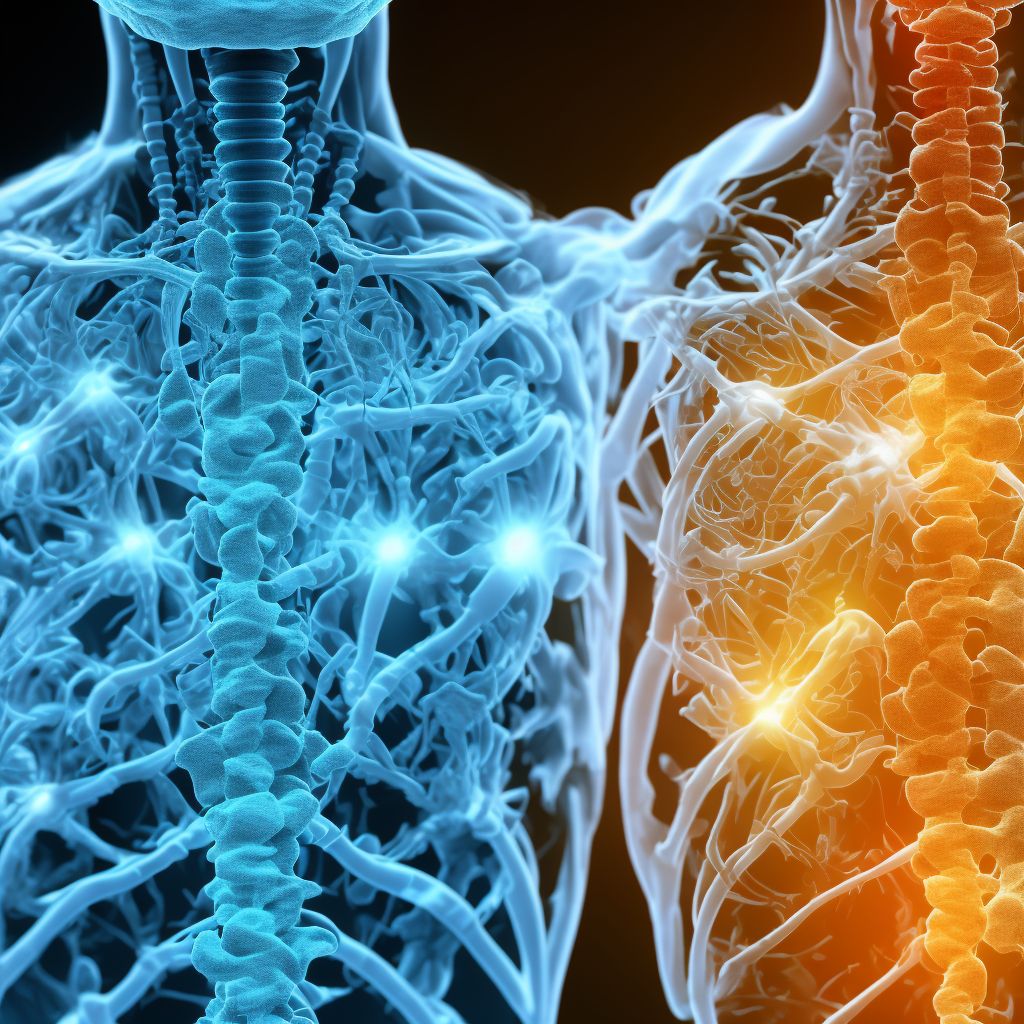 Subluxation of T11/T12 thoracic vertebra, subsequent encounter digital illustration