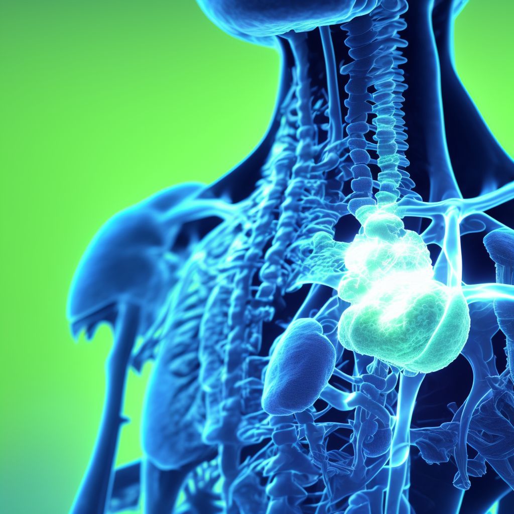 Subluxation of T12/L1 thoracic vertebra, subsequent encounter digital illustration