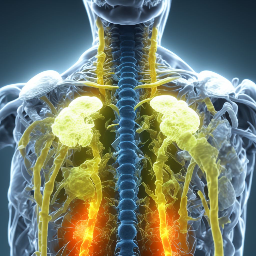 Dislocation of T12/L1 thoracic vertebra, subsequent encounter digital illustration