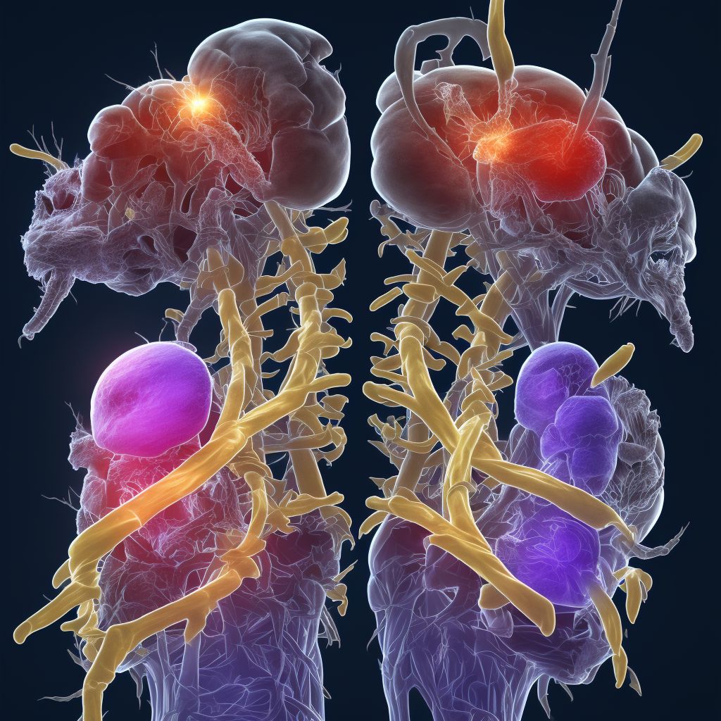 Concussion and edema of thoracic spinal cord, initial encounter digital illustration