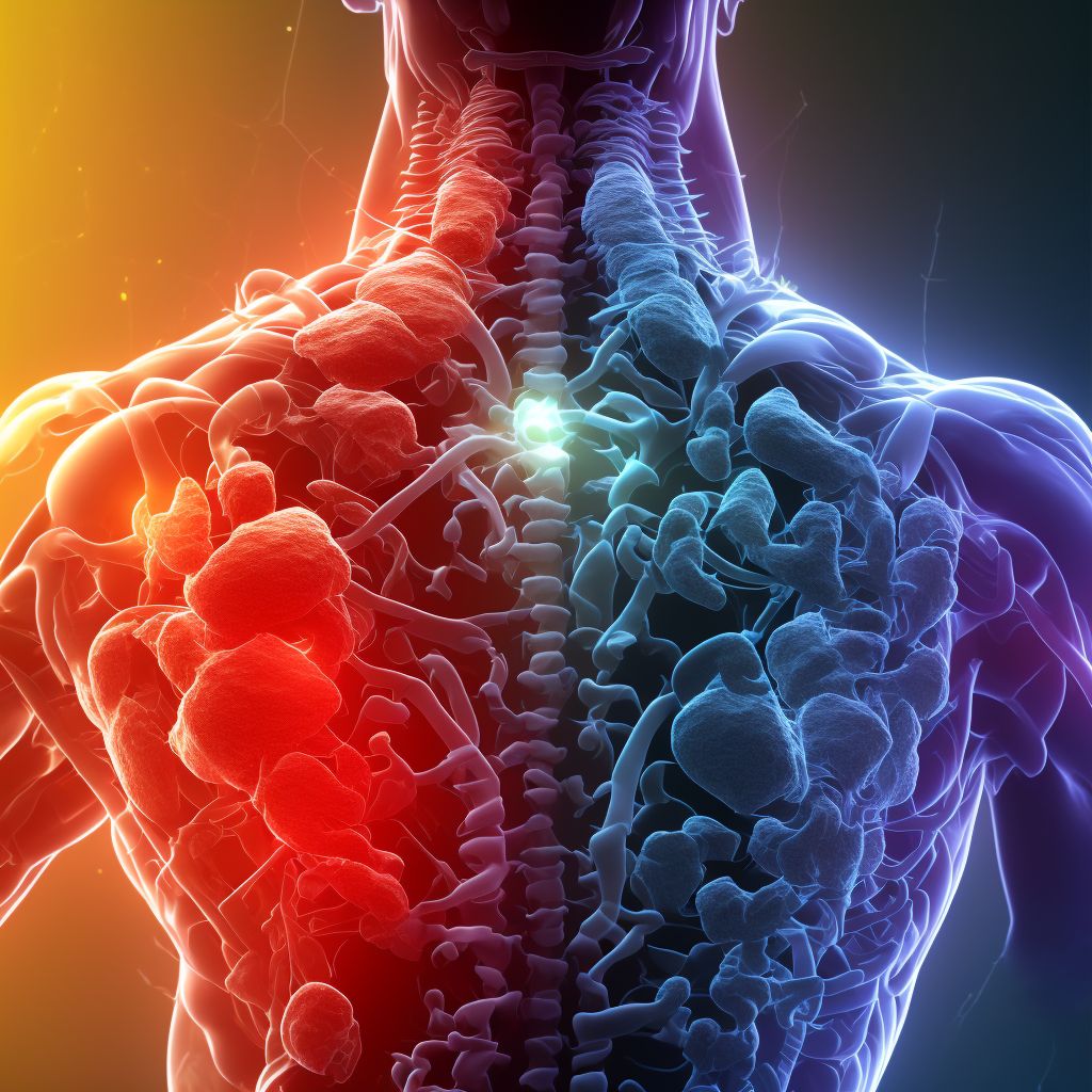 Unspecified injury at T1 level of thoracic spinal cord, sequela digital illustration