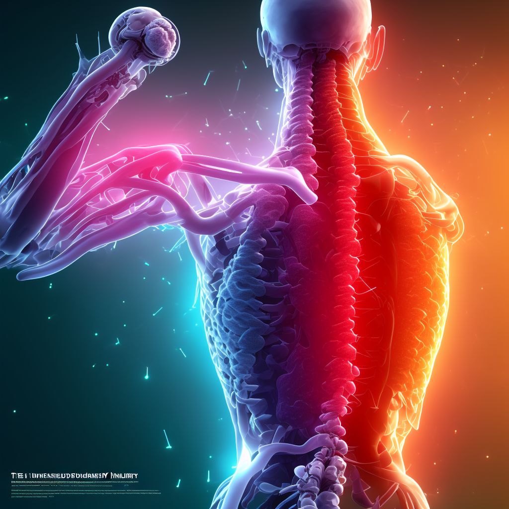 Unspecified injury at T11-T12 level of thoracic spinal cord, sequela digital illustration