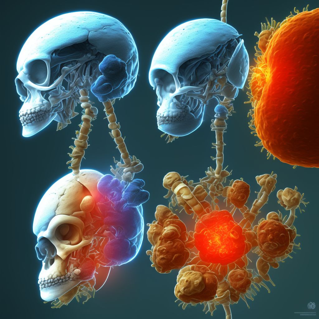 Complete lesion at T2-T6 level of thoracic spinal cord, sequela digital illustration