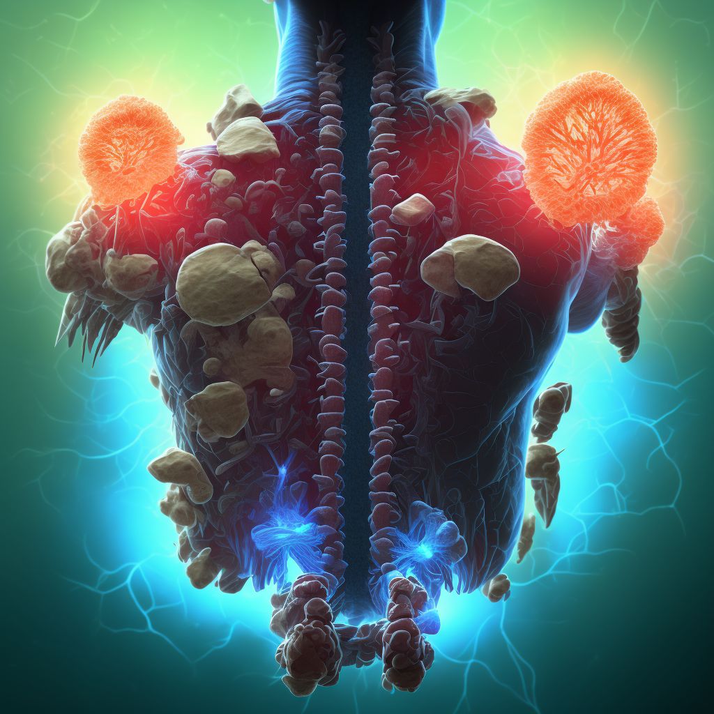 Complete lesion at T11-T12 level of thoracic spinal cord, initial encounter digital illustration