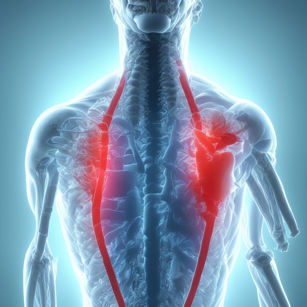 Anterior cord syndrome at T7-T10 level of thoracic spinal cord, initial encounter digital illustration