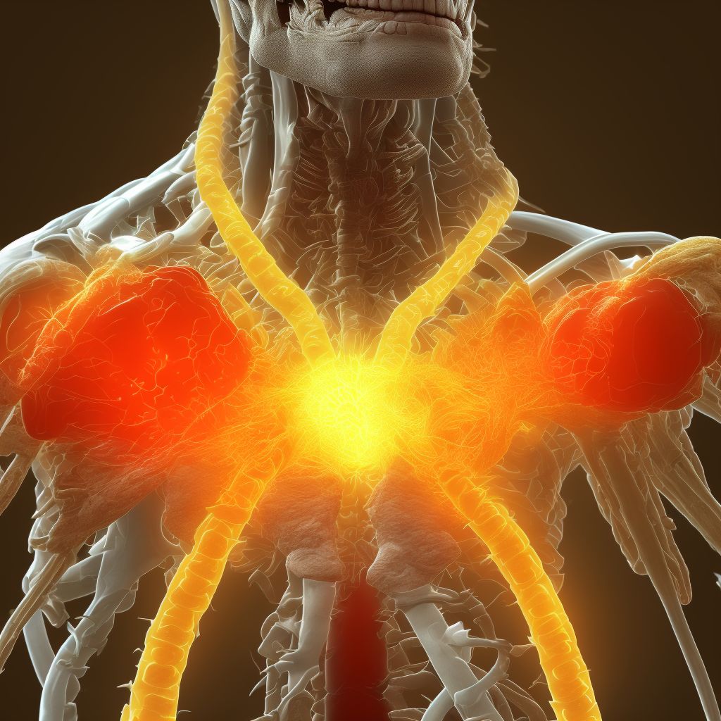 Anterior cord syndrome at T7-T10 level of thoracic spinal cord, subsequent encounter digital illustration