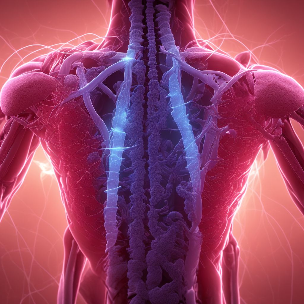 Anterior cord syndrome at unspecified level of thoracic spinal cord, subsequent encounter digital illustration