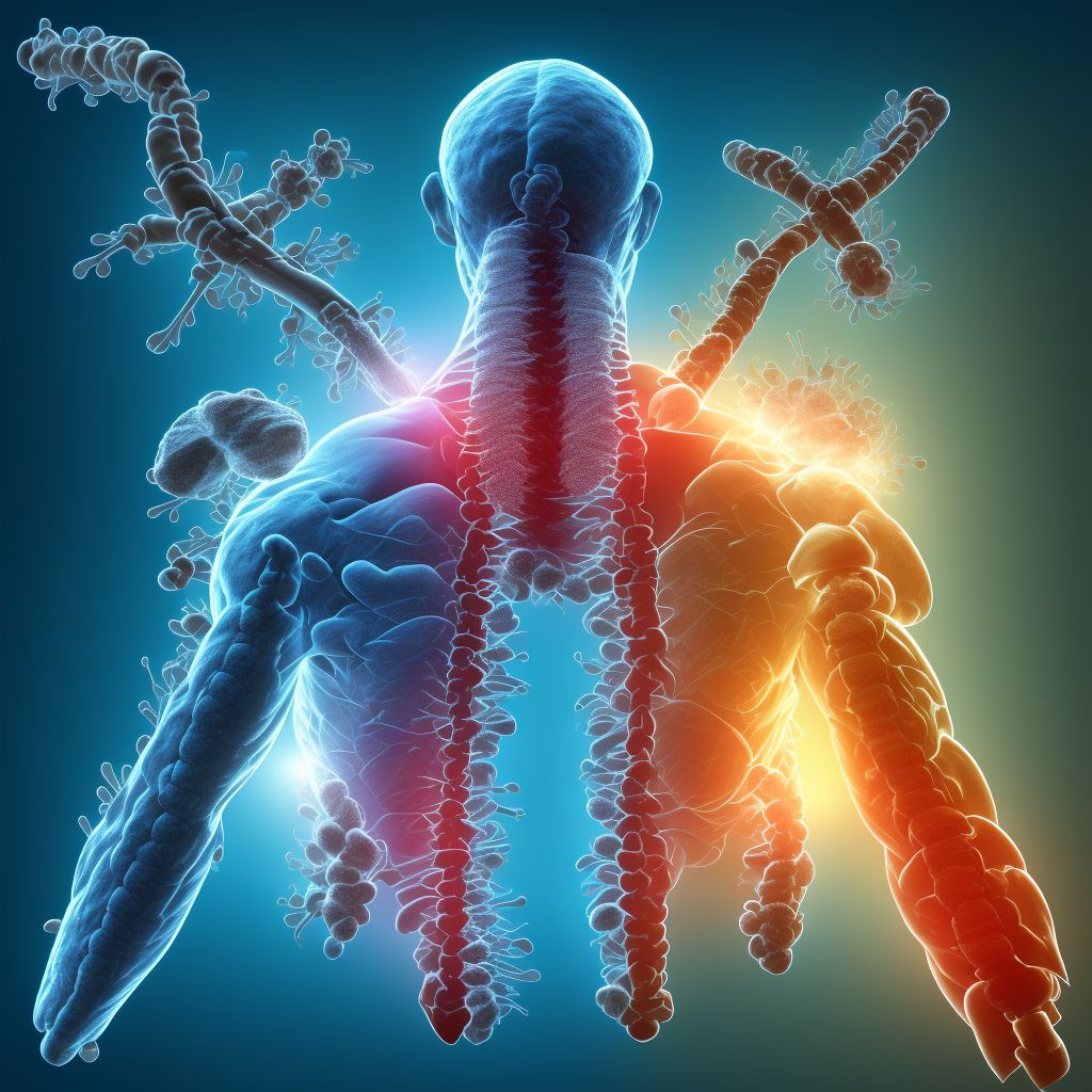 Other incomplete lesion at unspecified level of thoracic spinal cord, sequela digital illustration