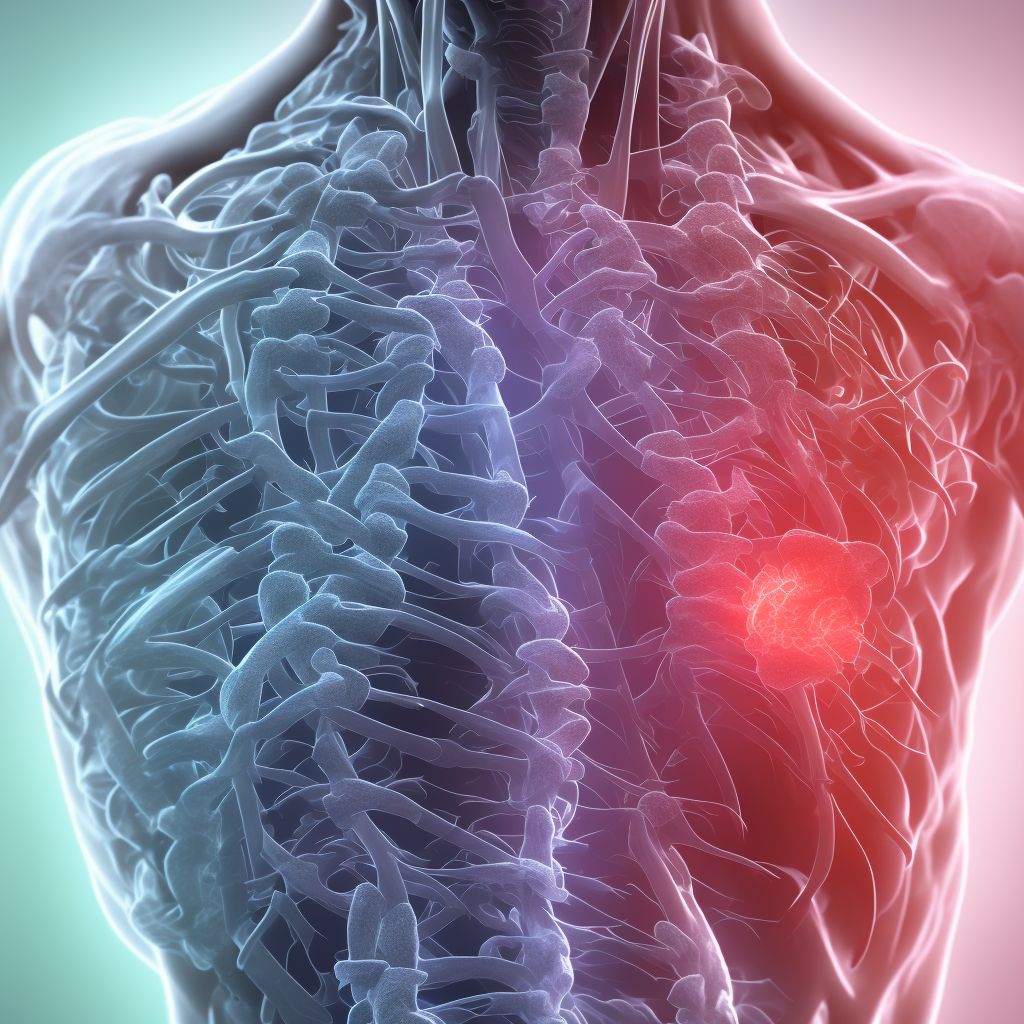 Injury of nerve root of thoracic spine, initial encounter digital illustration