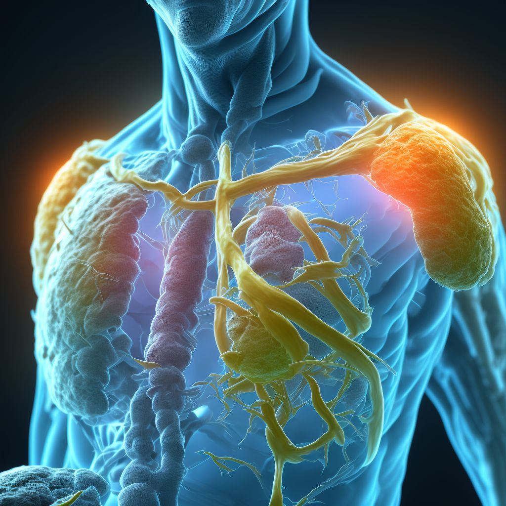 Minor laceration of thoracic aorta, sequela digital illustration