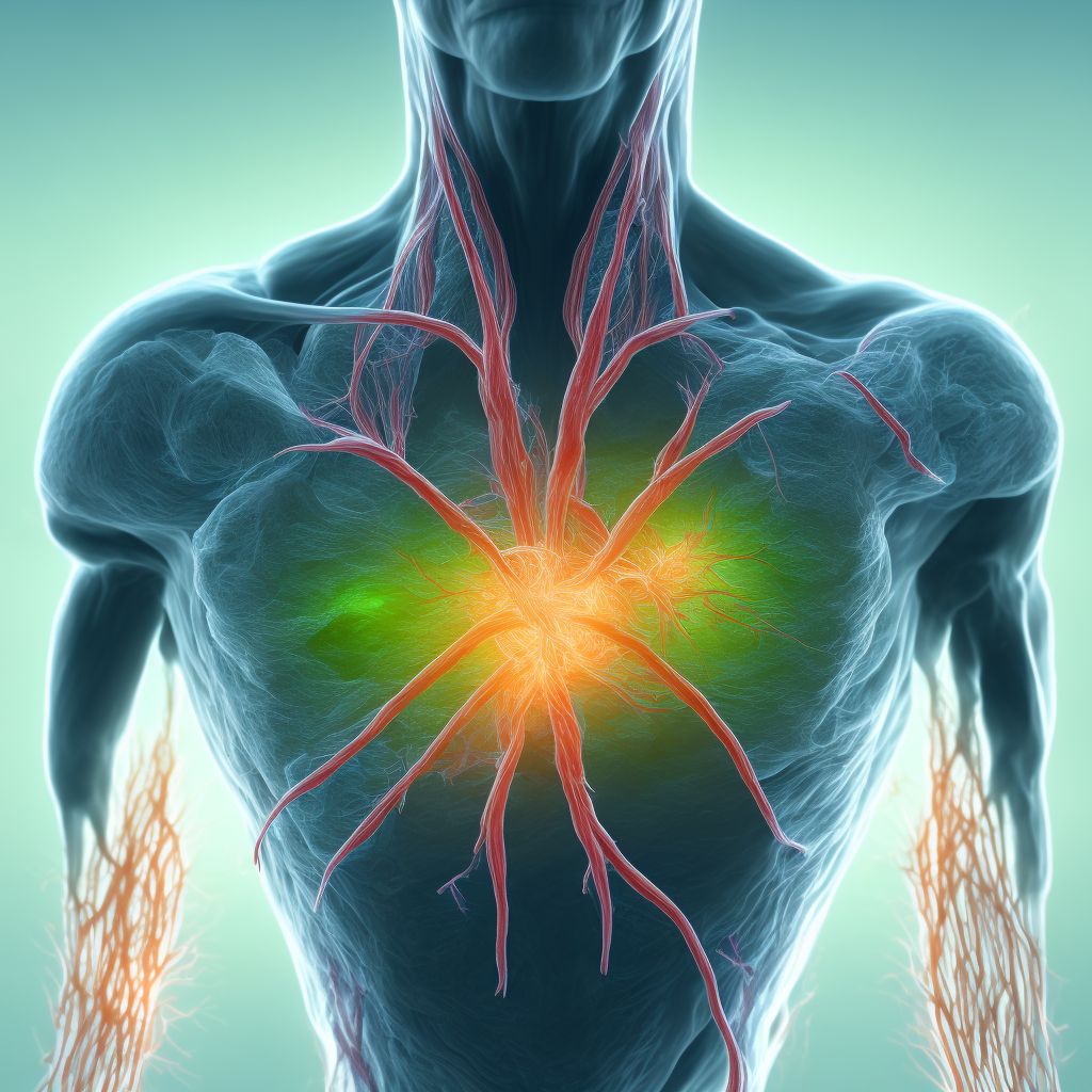 Minor laceration of left innominate or subclavian vein, sequela digital illustration