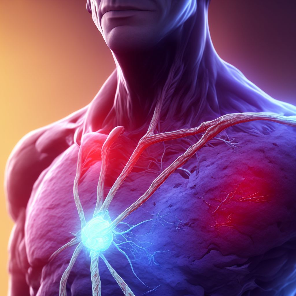 Major laceration of left innominate or subclavian vein, sequela digital illustration