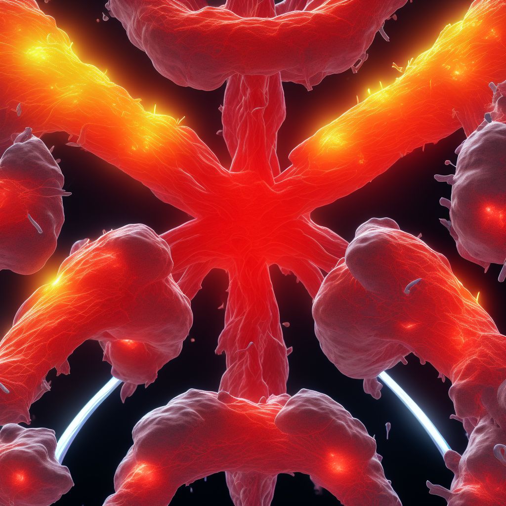 Major laceration of right pulmonary blood vessels, initial encounter digital illustration