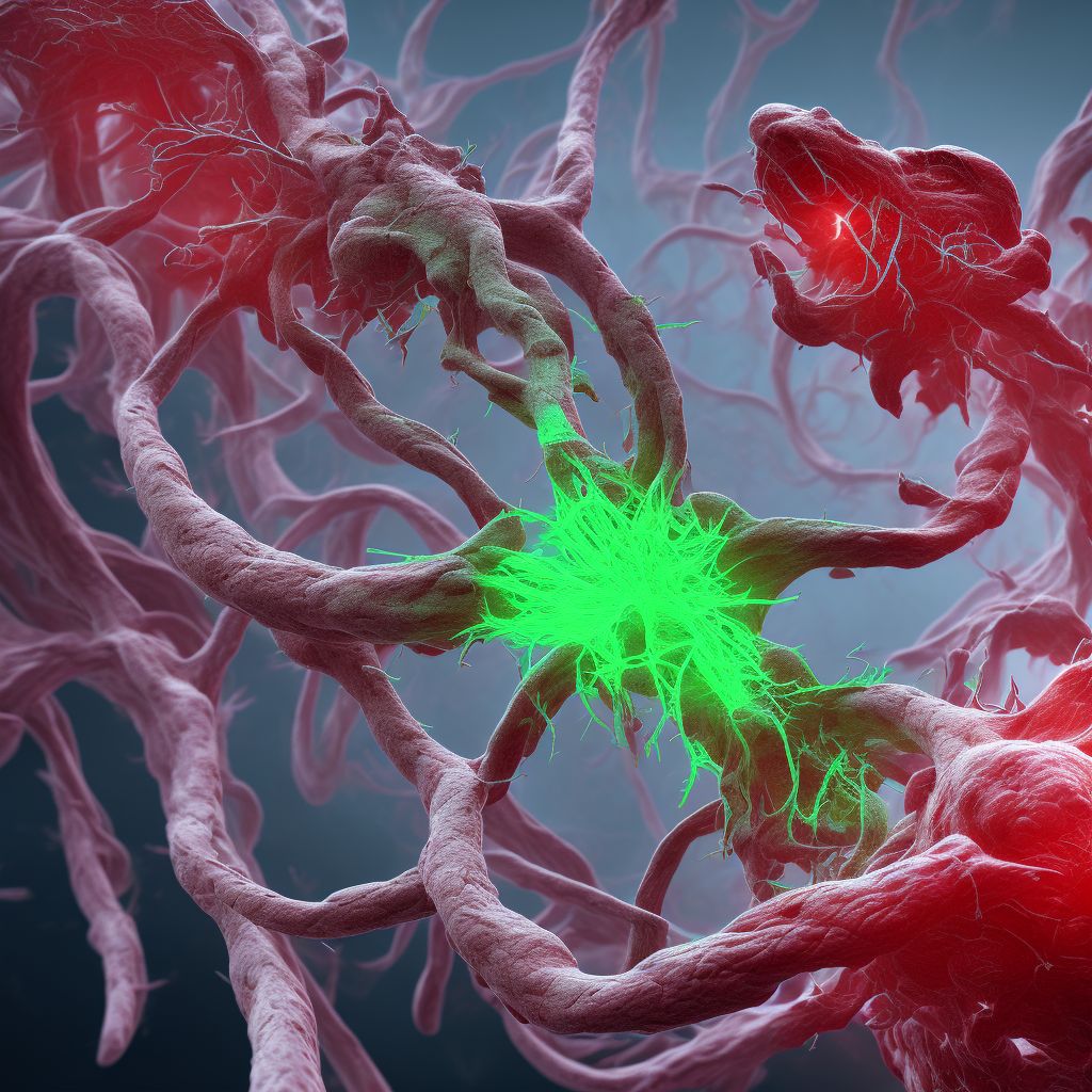 Laceration of intercostal blood vessels, right side, subsequent encounter digital illustration