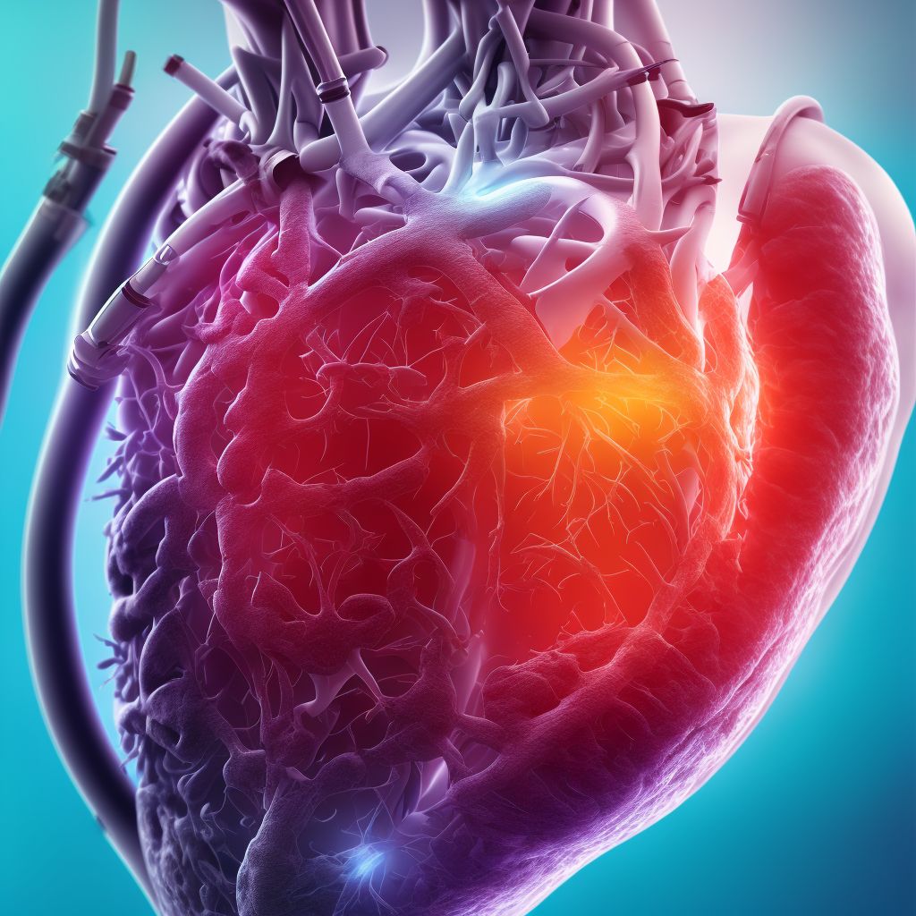 Moderate laceration of heart with hemopericardium, subsequent encounter digital illustration