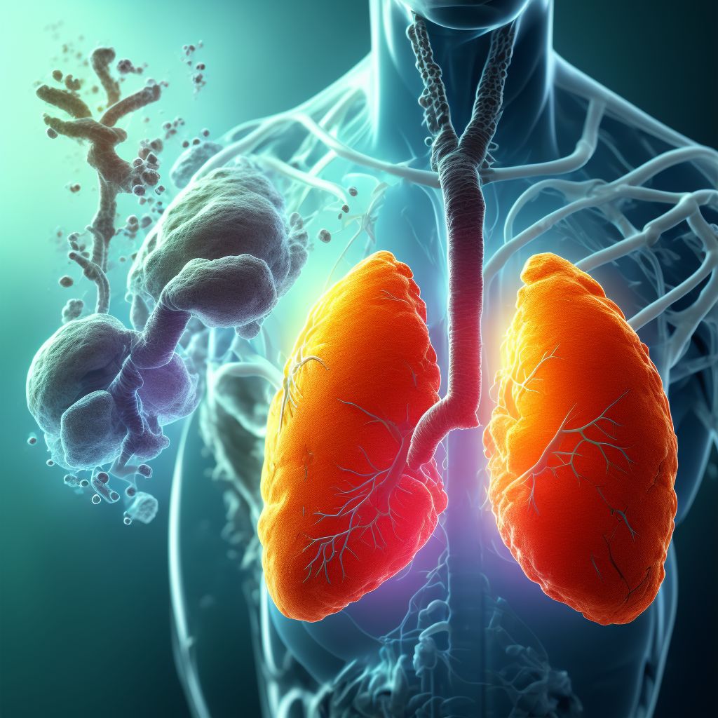 Laceration of lung, unilateral, subsequent encounter digital illustration