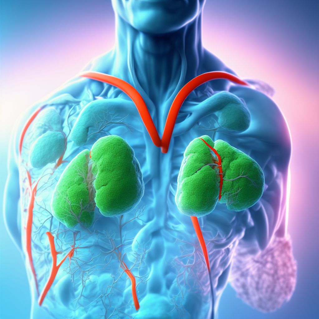 Laceration of lung, unilateral, sequela digital illustration