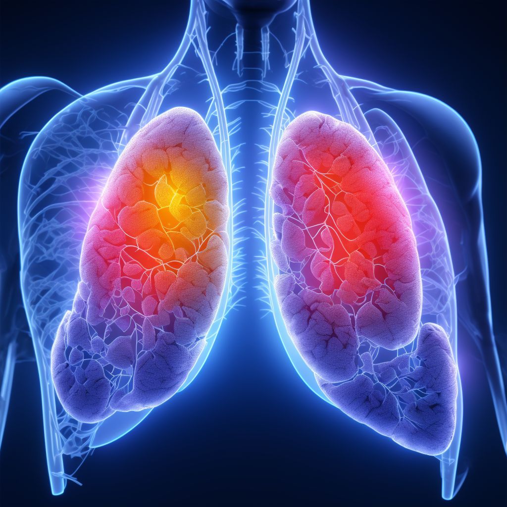 Laceration of lung, bilateral, subsequent encounter digital illustration