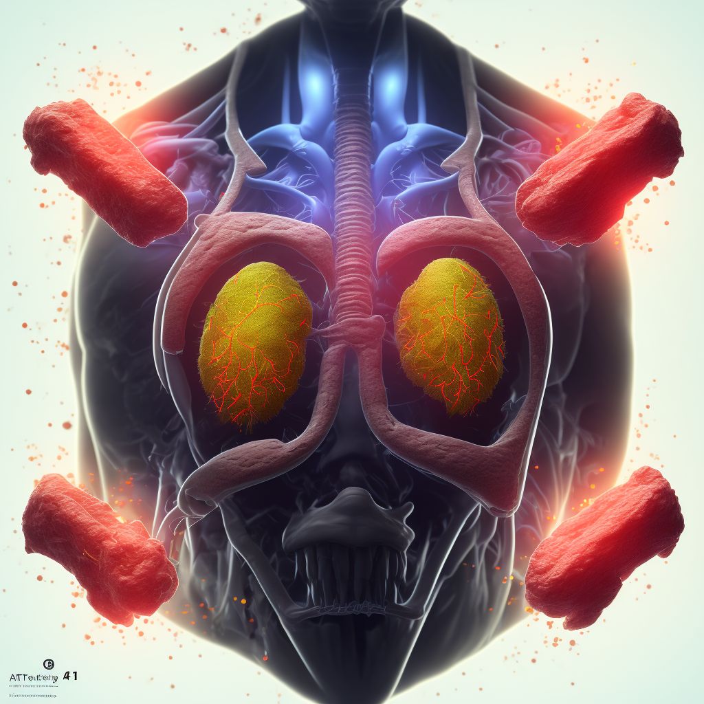 Laceration of bronchus, unilateral, initial encounter digital illustration