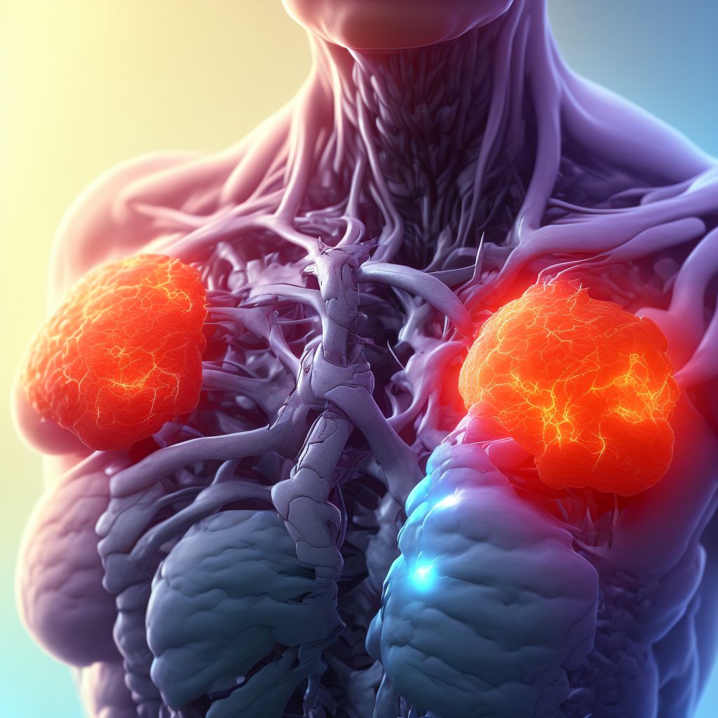 Traumatic amputation (partial) of part of thorax, except breast, subsequent encounter digital illustration