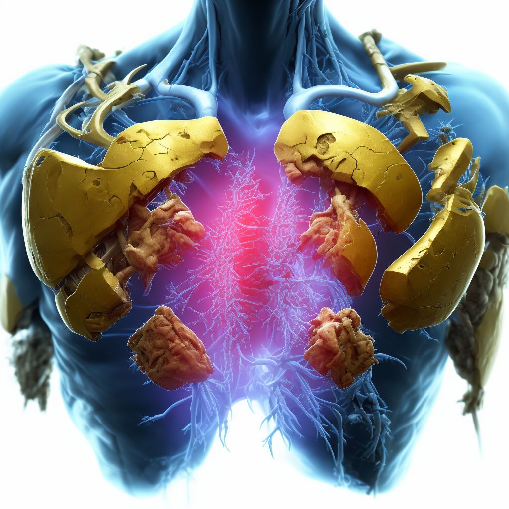 Traumatic amputation (partial) of part of thorax, except breast, sequela digital illustration