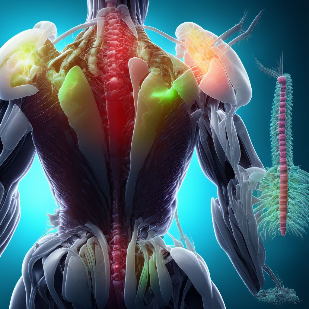 Unspecified injury of muscle and tendon of back wall of thorax, initial encounter digital illustration