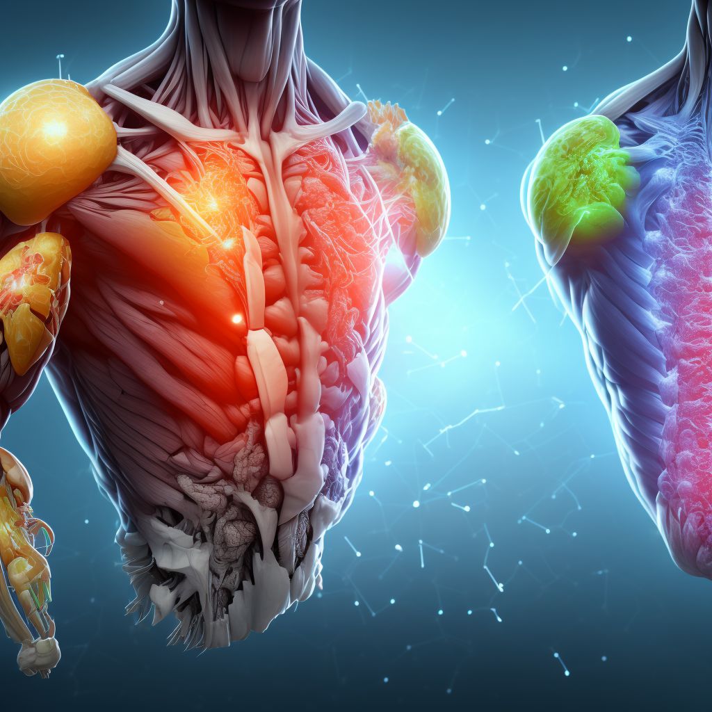 Unspecified injury of muscle and tendon of back wall of thorax, subsequent encounter digital illustration