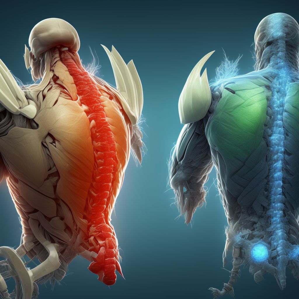 Other injury of muscle and tendon of back wall of thorax, initial encounter digital illustration