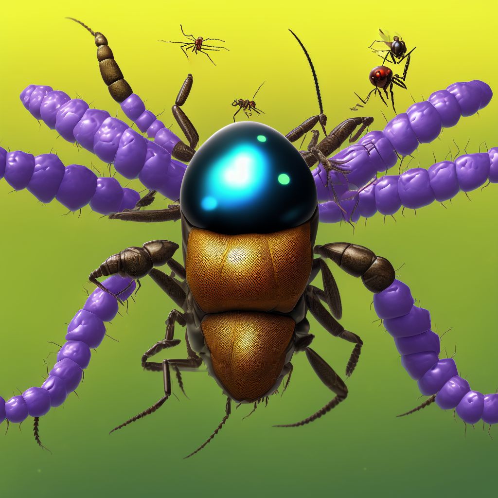 Insect bite (nonvenomous) of scrotum and testes, initial encounter digital illustration