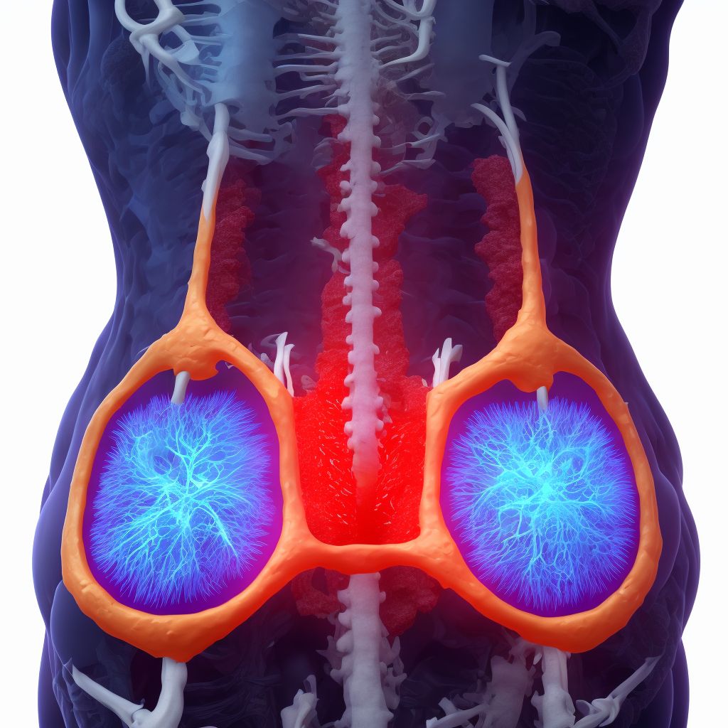 Unspecified open wound of lower back and pelvis with penetration into retroperitoneum, initial encounter digital illustration