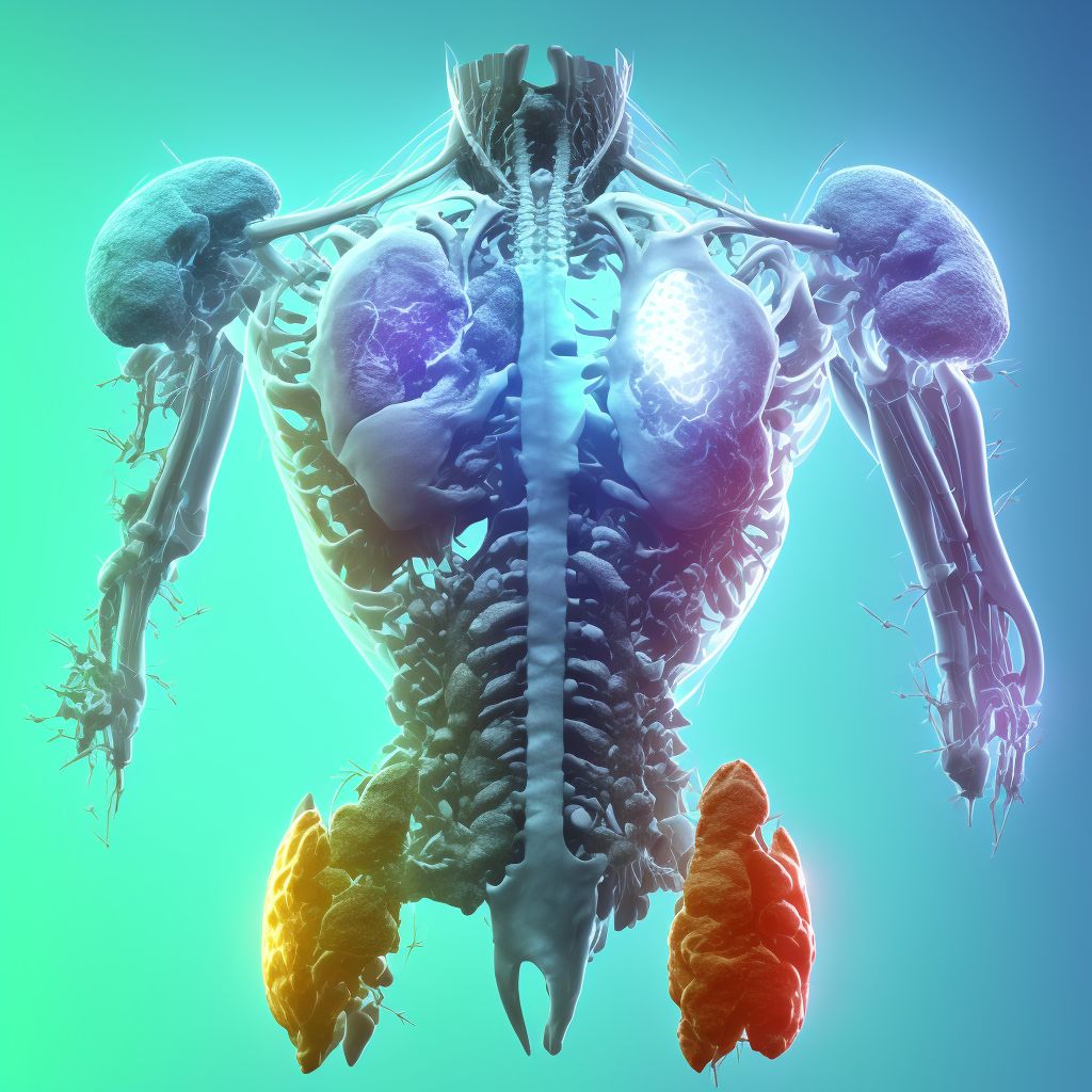 Laceration with foreign body of lower back and pelvis with penetration into retroperitoneum, initial encounter digital illustration