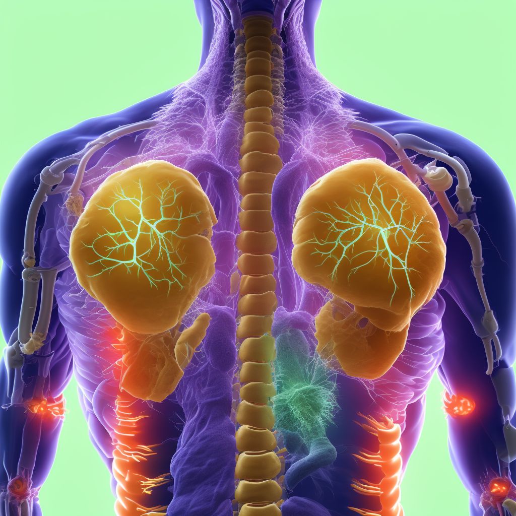 Puncture wound without foreign body of lower back and pelvis with penetration into retroperitoneum, sequela digital illustration