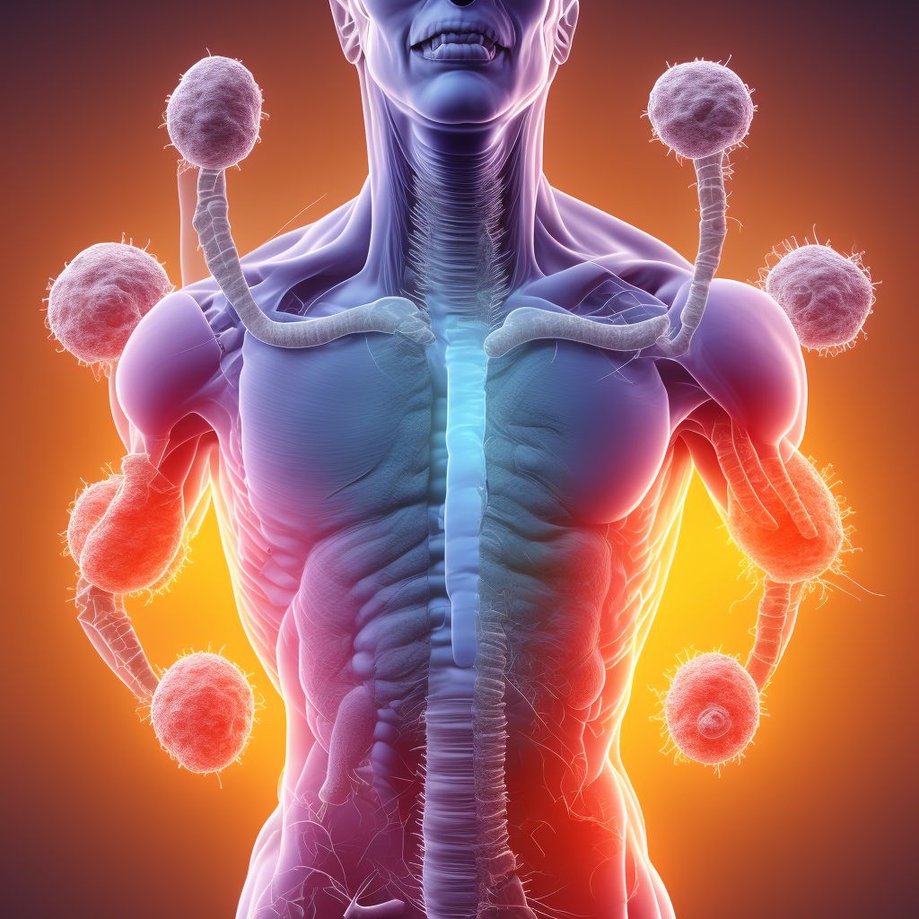 Puncture wound of abdominal wall with foreign body, epigastric region without penetration into peritoneal cavity, sequela digital illustration