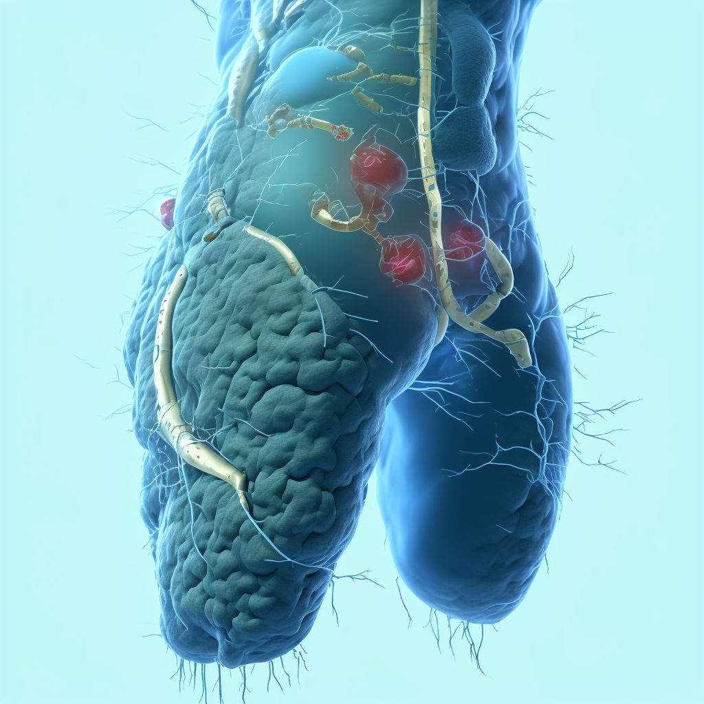 Puncture wound of abdominal wall with foreign body, left lower quadrant without penetration into peritoneal cavity, initial encounter digital illustration