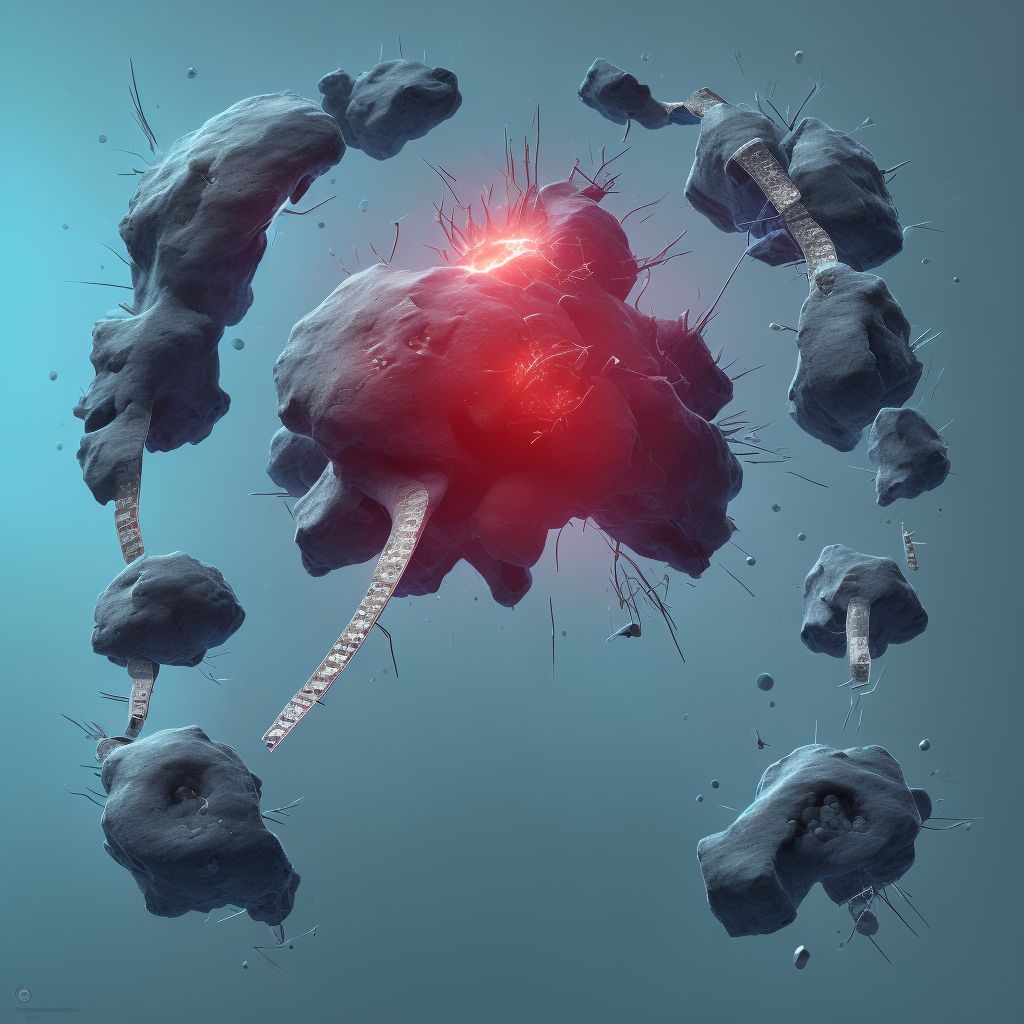 Puncture wound of abdominal wall with foreign body, left lower quadrant without penetration into peritoneal cavity, subsequent encounter digital illustration