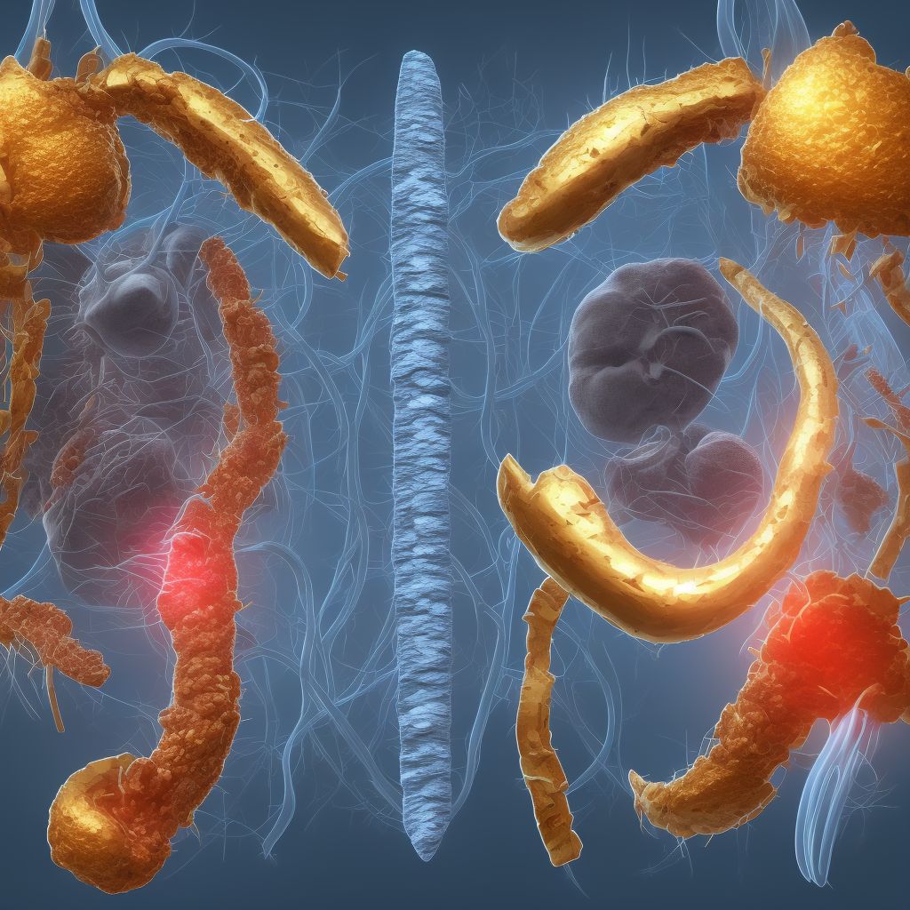 Laceration with foreign body of abdominal wall, epigastric region with penetration into peritoneal cavity, initial encounter digital illustration