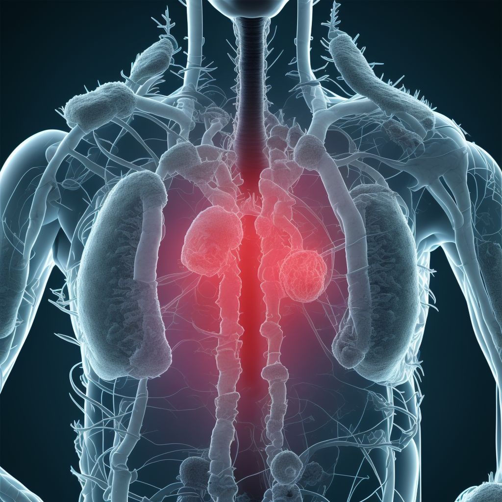 Puncture wound with foreign body of abdominal wall, right lower quadrant with penetration into peritoneal cavity, subsequent encounter digital illustration