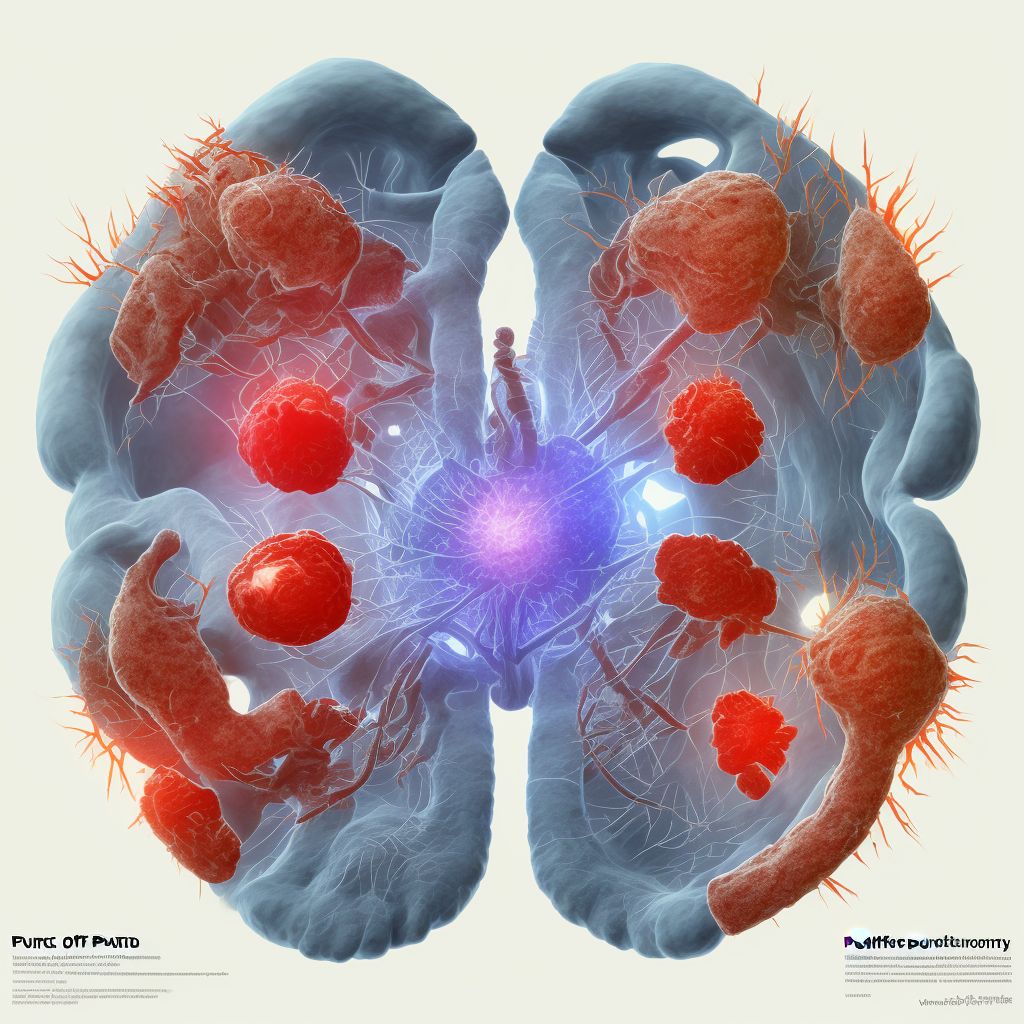 Puncture wound with foreign body of abdominal wall, right lower quadrant with penetration into peritoneal cavity, sequela digital illustration