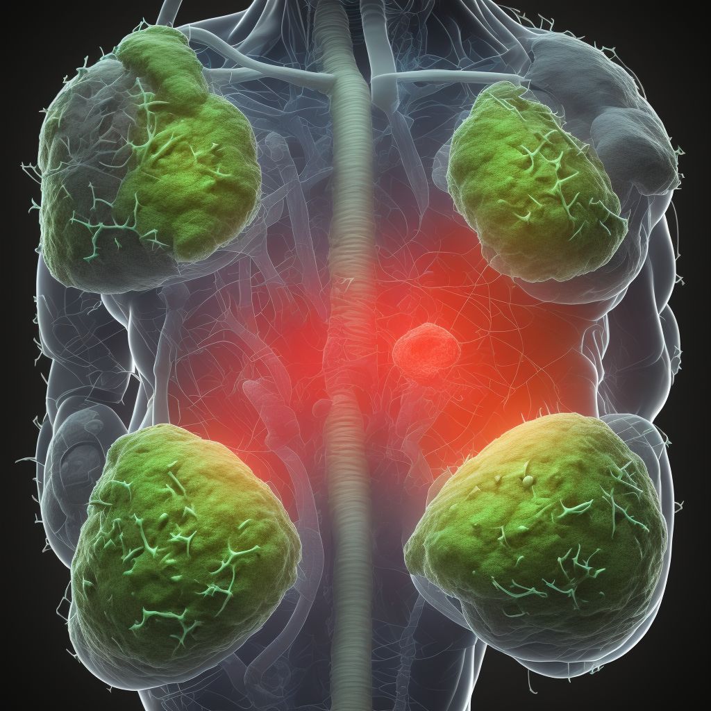 Puncture wound with foreign body of abdominal wall, unspecified quadrant with penetration into peritoneal cavity, sequela digital illustration