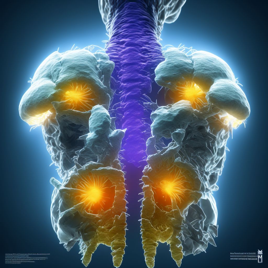 Other fracture of unspecified lumbar vertebra, subsequent encounter for fracture with delayed healing digital illustration