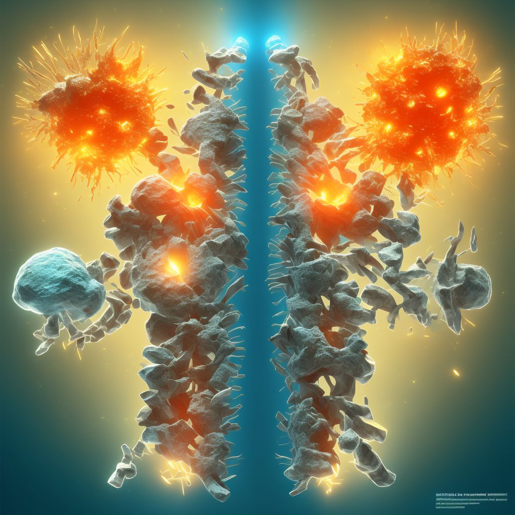 Unstable burst fracture of first lumbar vertebra, subsequent encounter for fracture with routine healing digital illustration