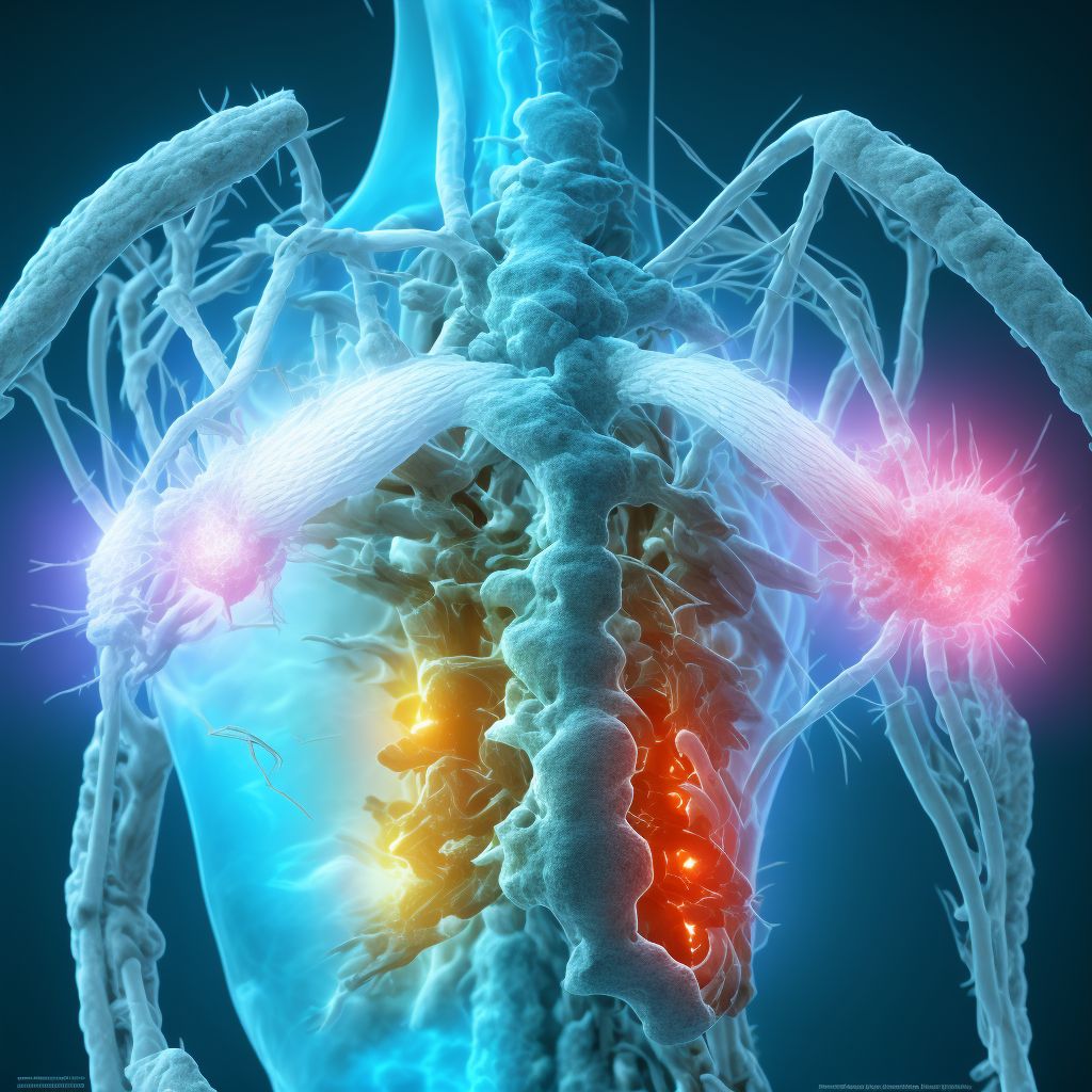 Unstable burst fracture of first lumbar vertebra, sequela digital illustration