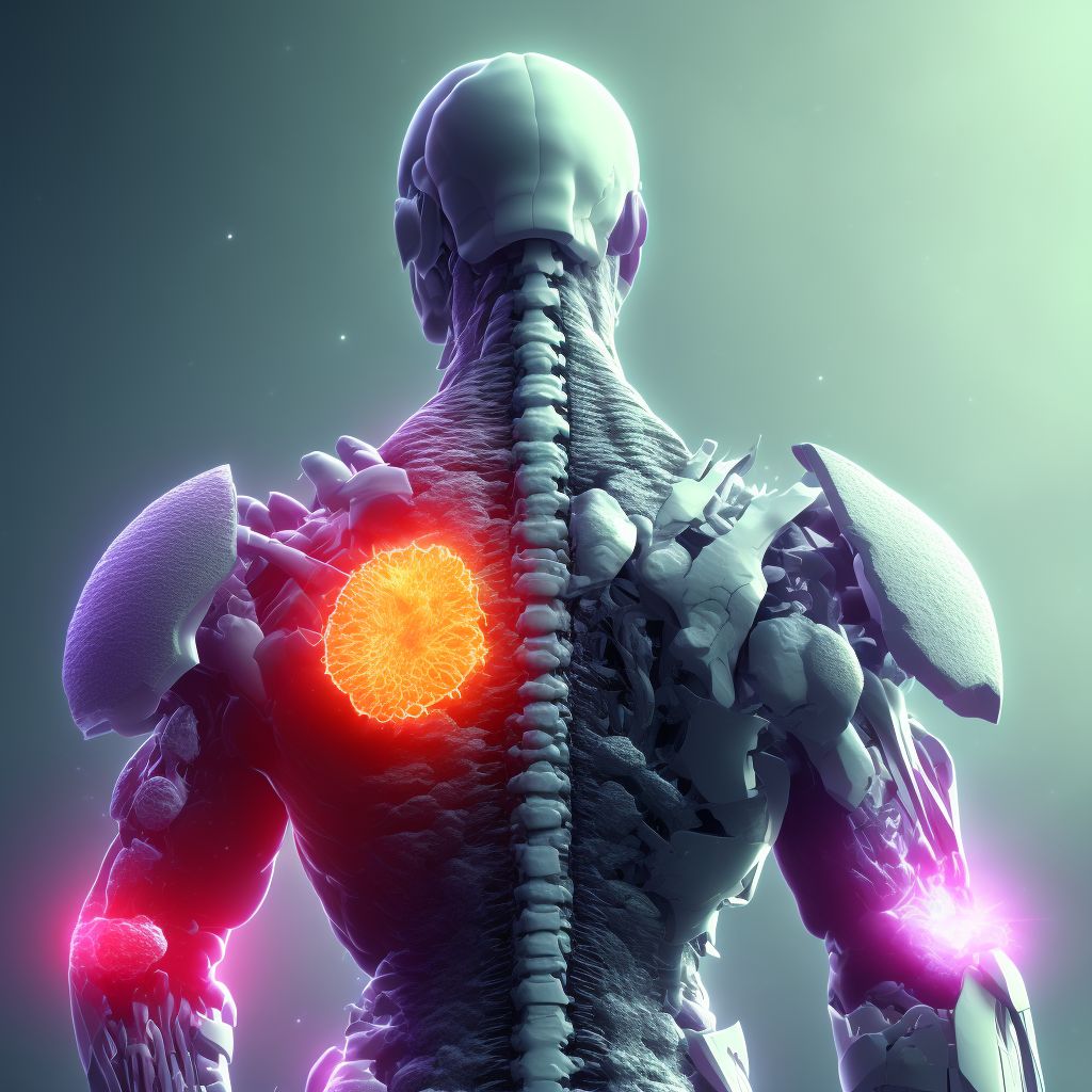 Stable burst fracture of second lumbar vertebra, subsequent encounter for fracture with routine healing digital illustration