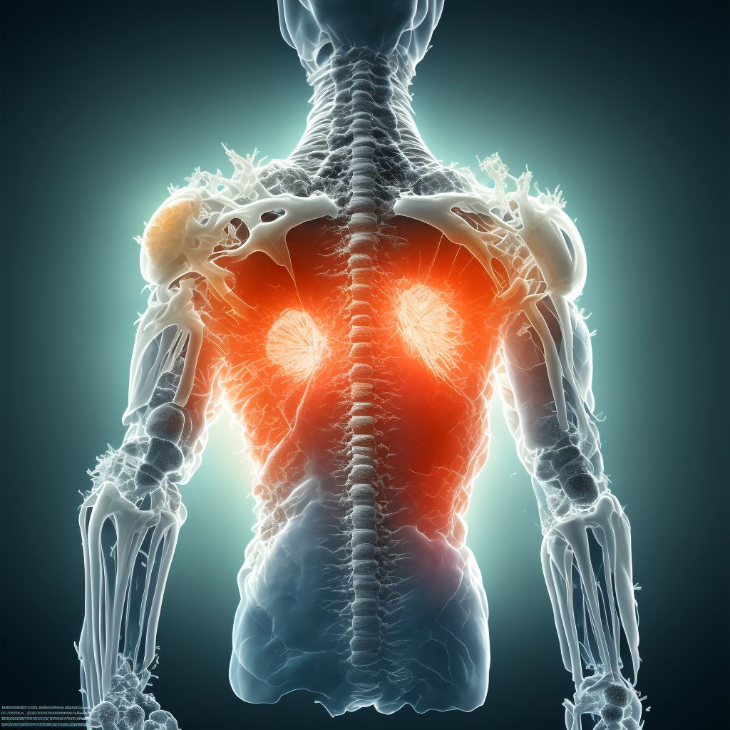 Stable burst fracture of fourth lumbar vertebra, initial encounter for closed fracture digital illustration