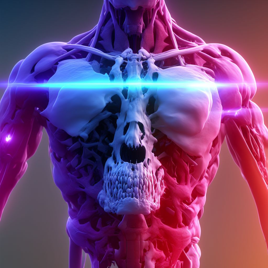 Minimally displaced Zone I fracture of sacrum, subsequent encounter for fracture with routine healing digital illustration