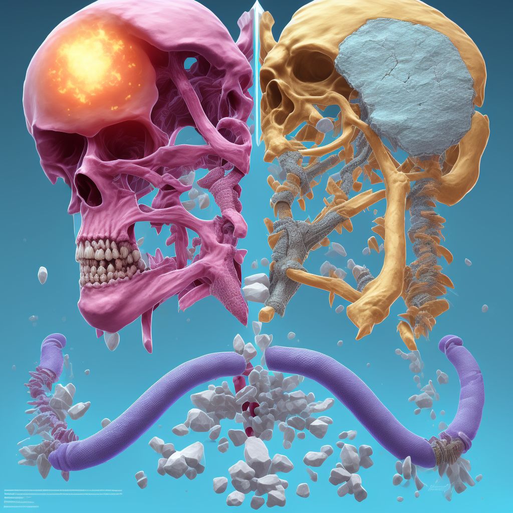 Nondisplaced fracture of posterior column [ilioischial] of right acetabulum, sequela digital illustration