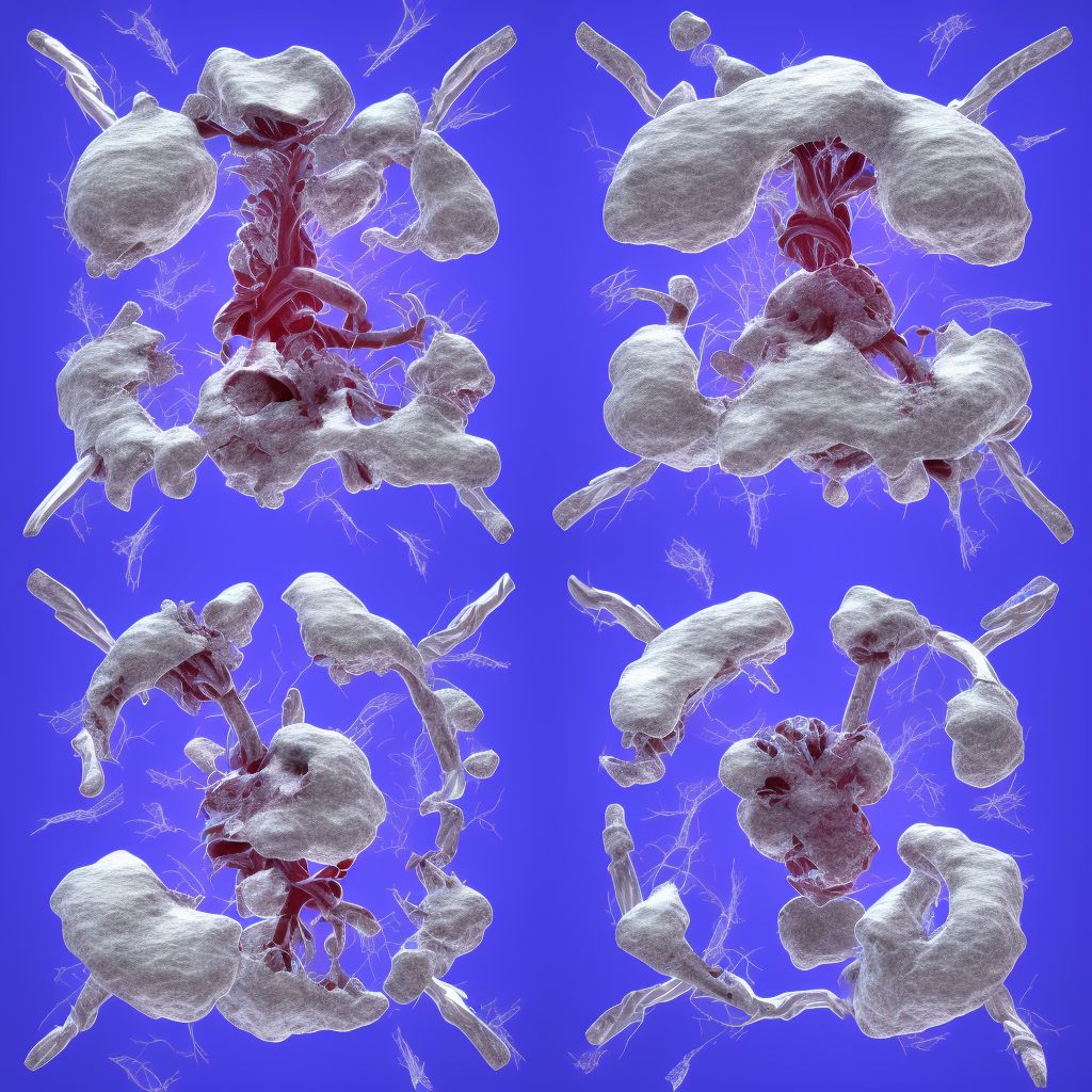 Displaced avulsion fracture of left ischium, subsequent encounter for fracture with nonunion digital illustration