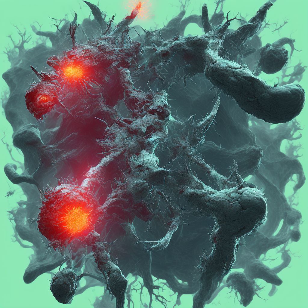 Major laceration of inferior mesenteric artery, subsequent encounter digital illustration